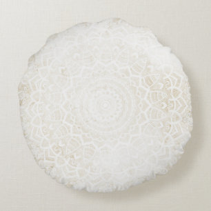 Vanilla Cream Mandala Round Cushion Rond Kussen
