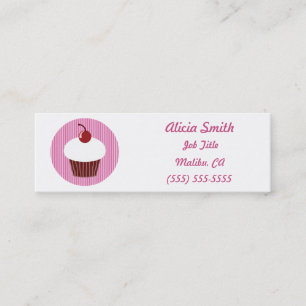 Vanilla Cupcake en roze strepen Mini Visitekaartje