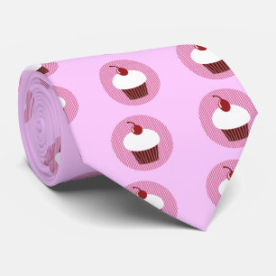 Vanilla Cupcake en roze strepen Stropdas