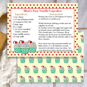 Vanilla Cupcake Recipe Cards Briefkaart