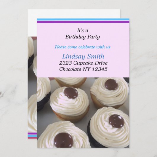 Vanilla Cupcakes Anniversaire Fête Invitation (Devant / Derrière)