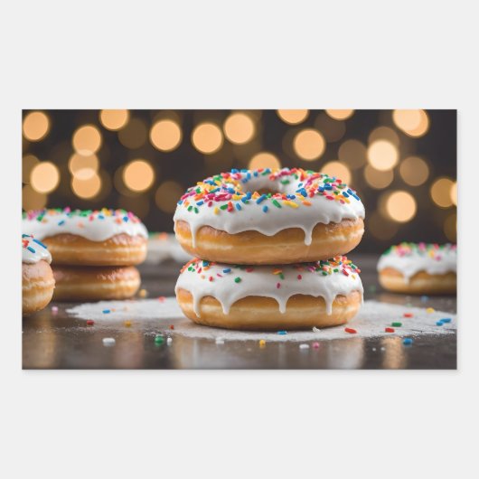 Vanilla Donuts Rechthoekige Sticker (Voorkant)
