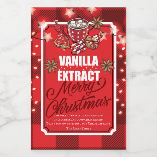 Vanilla Extract Favor Kerstparty gepersonaliseerd Wijn Etiket (Enkel label)