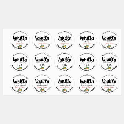 Vanilla Extract Labels, Madagaskar-bonen Labels (Vel)