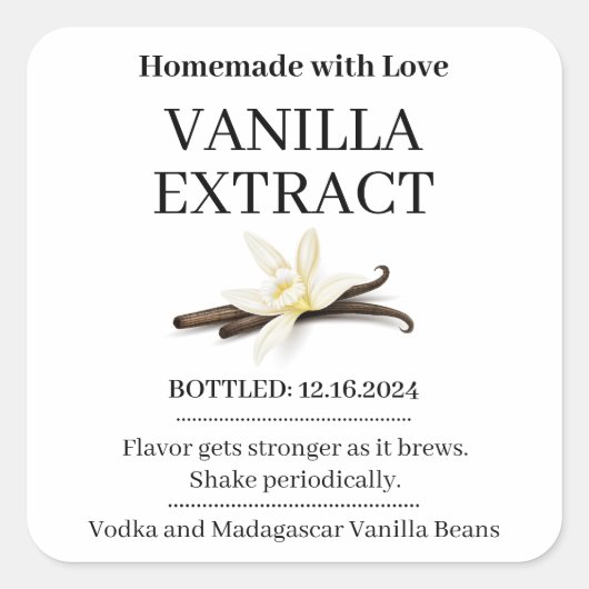 Vanilla Extract Modern Label Sticker V4 (Voorkant)