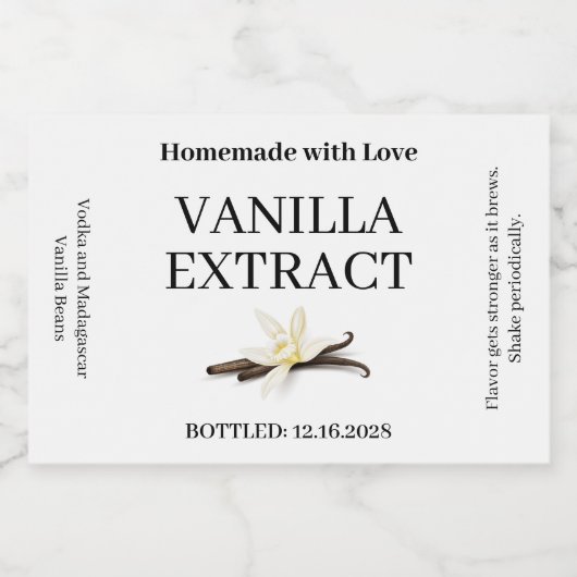 Vanilla Extract Modern Label Sticker VE101_01rt (Enkel label)