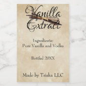 Vanilla Extrait Étiquette personnalisé (Étiquettes simples)