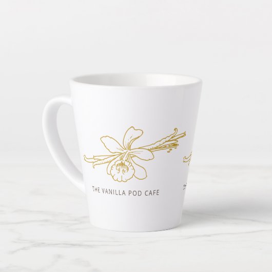 Vanilla flower line art café bakkerij latte mok (Linkerhoek)