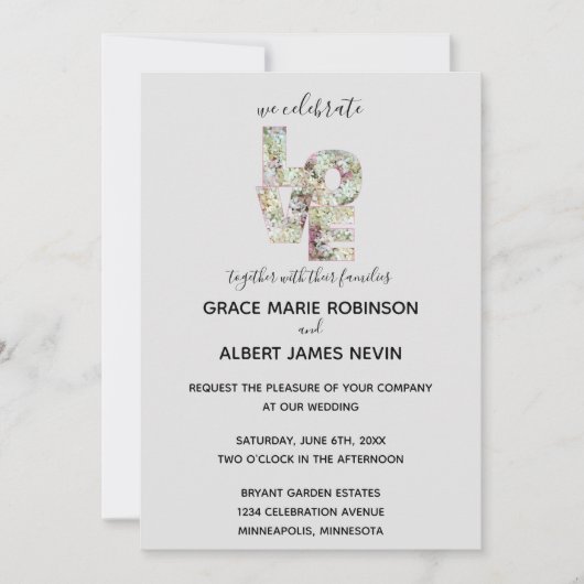 Vanilla fraises Hydrangeas Faire-part de mariage (Devant)