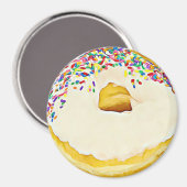 Vanilla Frosted Donut met Sprinkles Magnet Magneet (Voorkant / Achterkant)