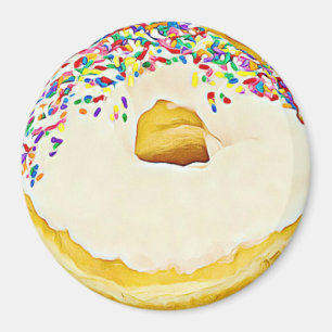Vanilla Frosted Donut met Sprinkles Magnet Magneet