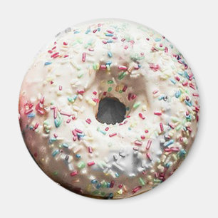 Vanilla Frosted Sprinsed Donut Fun Food Magnet Magneet