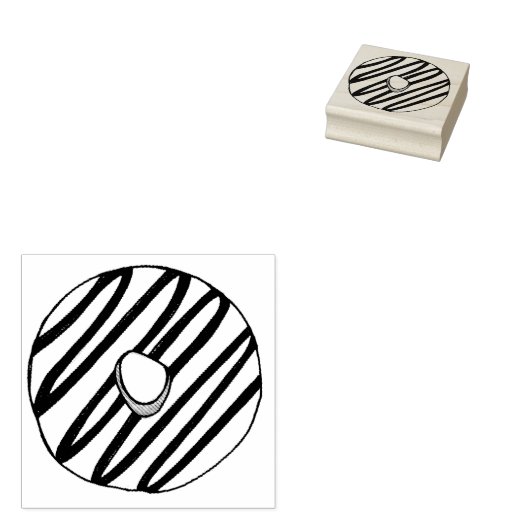 Vanilla Frosted Zebra Stripe Donut Doughnut Stamp Rubberstempel (Gestempeld)