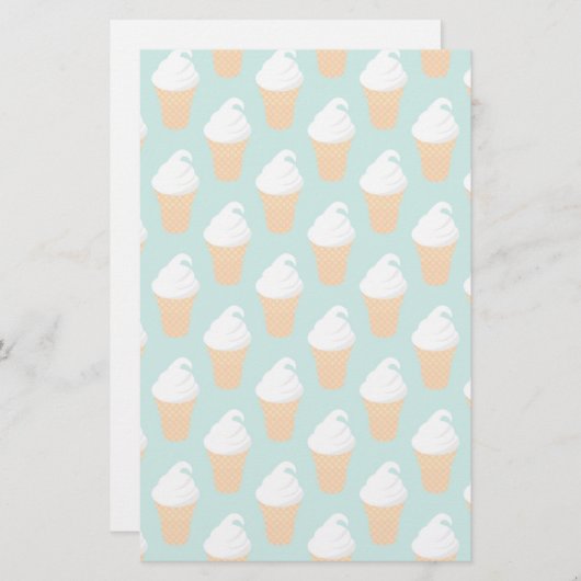 Vanilla Ice Cream Cone Pattern Briefpapier (Voorkant / Achterkant)
