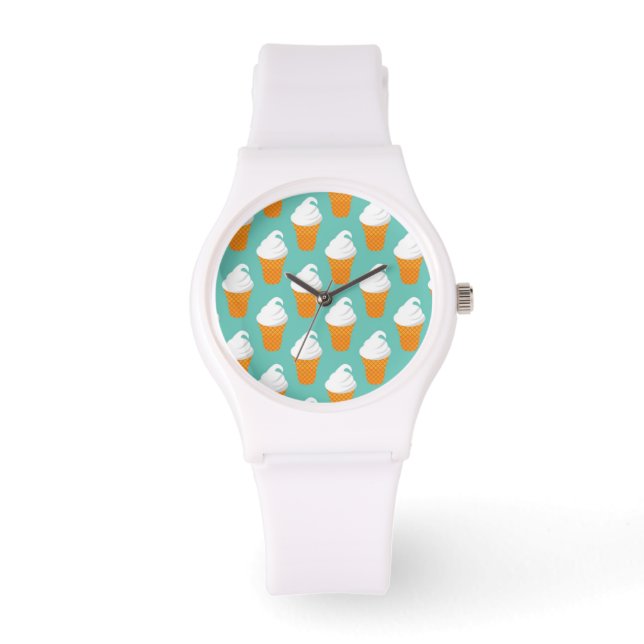 Vanilla Ice Cream Cone Pattern Horloge (Voorkant)
