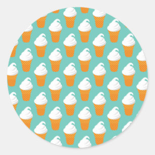 Vanilla Ice Cream Cone Pattern Ronde Sticker