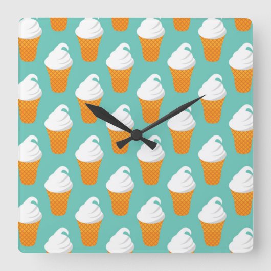 Vanilla Ice Cream Cone Pattern Vierkante Klok (Voorkant)