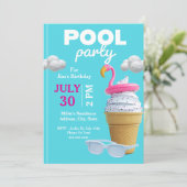 Vanilla Ice Cream Cone Verjaardag Pool Party Kaart (Staand voorkant)