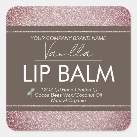 Vanilla Lip Balm Business Packaging Vierkante Sticker (Voorkant)