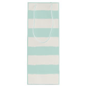 Vanilla & Mint Rough Edge Stripes Name Wedding Wijn Cadeautas (Achterkant)