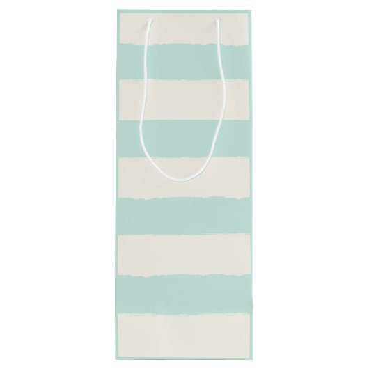 Vanilla & Mint Rough Edge Stripes Name Wedding Wijn Cadeautas (Achterkant)