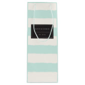 Vanilla & Mint Rough Edge Stripes Name Wedding Wijn Cadeautas (Voorkant)