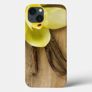 Vanilla Pods and Flower over Wooden Background iPhone 13 Hoesje