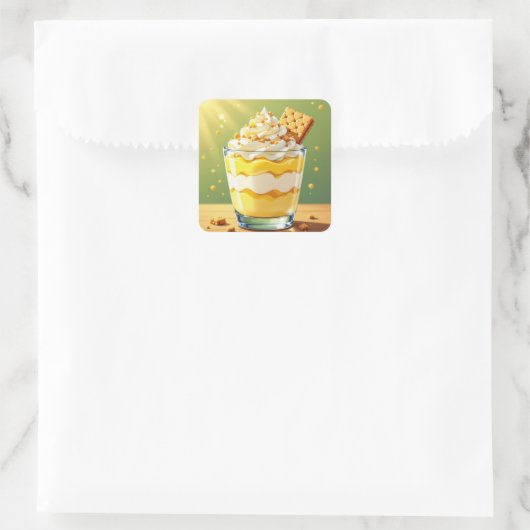 Vanilla Pudding and Whipped Cream Parfait Vierkante Sticker (Tas)