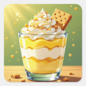 Vanilla Pudding and Whipped Cream Parfait Vierkante Sticker (Voorkant)