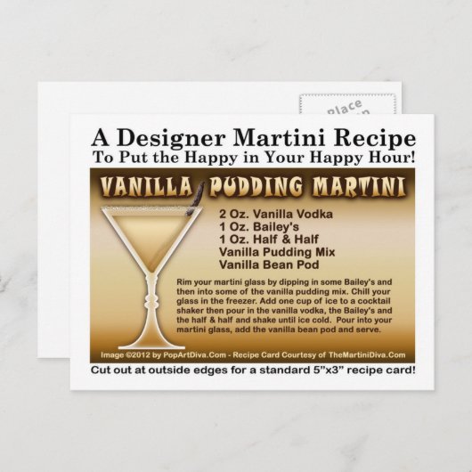 Vanilla Pudding Martini Recipe Briefkaart (Voorkant / Achterkant)