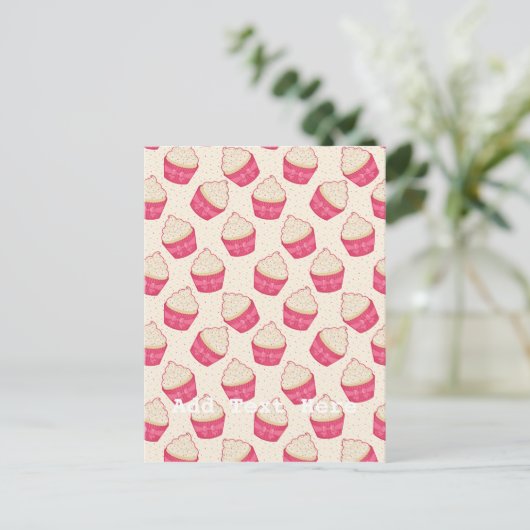 Vanilla Sprinkle Cupcake Pattern Briefkaart (Staand voorkant)