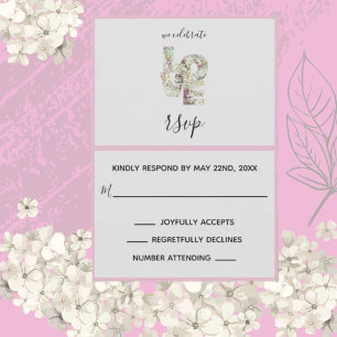 Vanilla Strawberry Hydrangeas Wedding RSVP Kaart