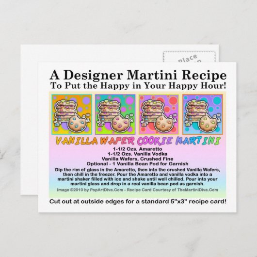 Vanilla Wafer Cookie Martini Recept Kaart Briefkaa (Voorkant / Achterkant)