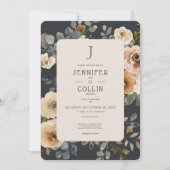 Vanilla White Boho Rose Blue Faire-part de mariage (Devant)