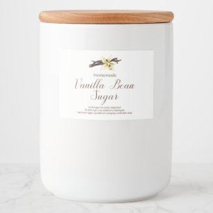 Vanille Bean Sugar Labels, Zelfgemaakte vanille su Voedselcontainer Etiket