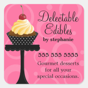 Vanille Cherry Cupcake Bakkerij Vierkante Sticker