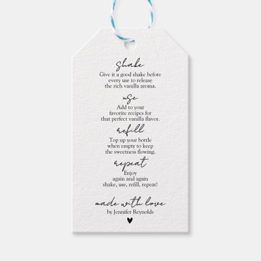 Vanille-extract instructies tweezijdig cadeaulabel (Voorkant)