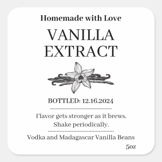 Vanille-extract modern label sticker V4 (Voorkant)