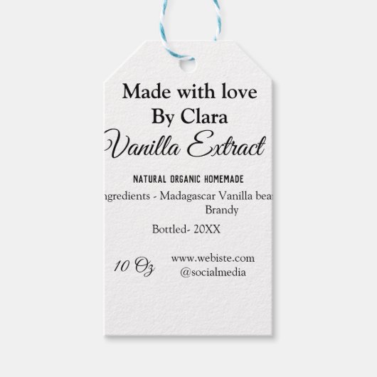 Vanille extract zelfgemaakte ingrediënten toevoege cadeaulabel (Voorkant)