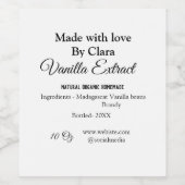 Vanille extract zelfgemaakte ingrediënten toevoege wijn etiket (Enkel label)