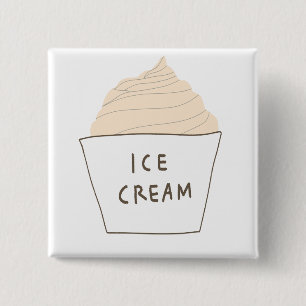 Vanille-ijs papieren bekertje dessert cadeau vierkante button 5,1 cm