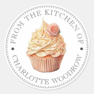 Vanille Roos Cupcake Ronde Sticker