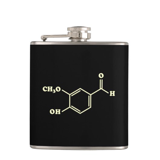Vanille-vanilline moleculaire chemische formule heupfles (Voorkant)