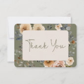 Vanille Witte Boho Rozen Sage Bruiloft Bedankkaart (Voorkant)