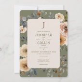 Vanille Witte Boho Rozen Sage Bruiloft Kaart (Voorkant)