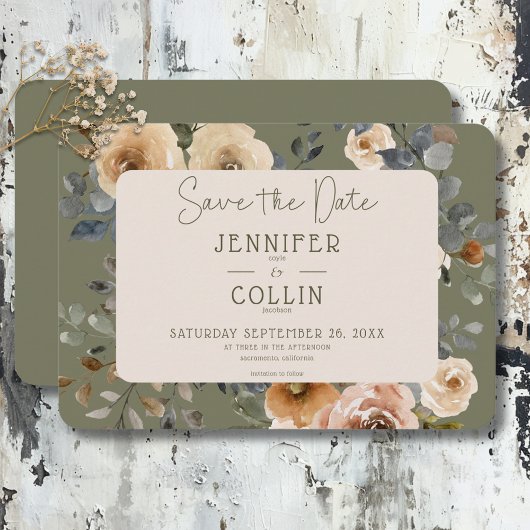 Vanille Witte Boho Rozen Sage Bruiloft Save The Date