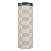  Vanille Witte koffiemelk geruit schaak Thermosbeker (Achterkant)