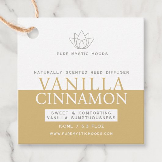 Vanille witte riet diffuser fles hang label (Voorkant)