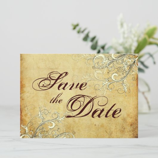 + vanille zwenkt sparen de Datum Save The Date (Staand voorkant)