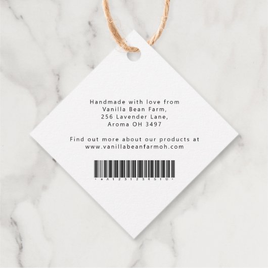 Vanillebonen botanische kunst kaars ingrediënt bar bedankjes labels (Achterkant)